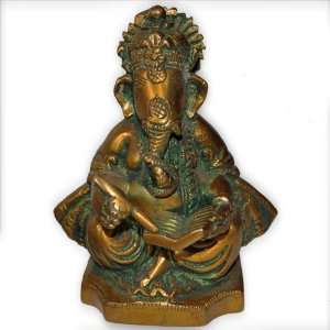 Writing Ganesha Statue Sculpture Gold Color