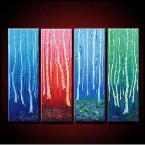   Painting Hand Painted Wall Art Contemporary 4 piece