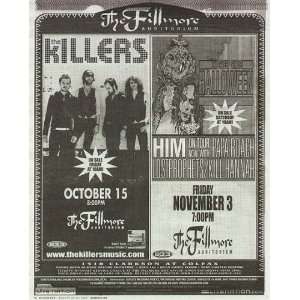  Killers Him Papa Roach Newspaper Concert Poster Ad 2006 
