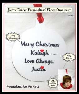 JUSTIN BIEBER #4 Personalized Photo Ornament NICE GIFT  
