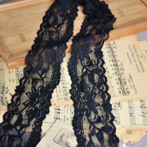   Wide Elastic Thin Black Lace Material for Art Projects