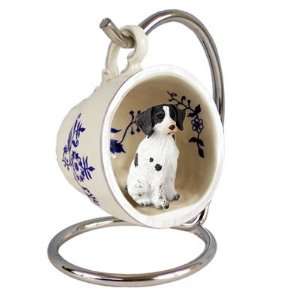  Brittany Spaniel Blue Tea Cup Dog Ornament   Liver & White 