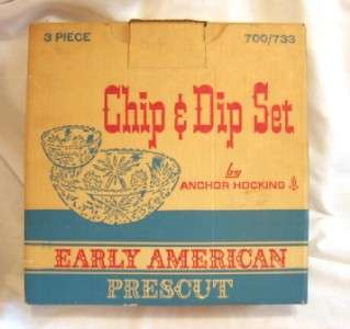 Vintage Anchor Hocking EAPC Chip n Dip Bowl, Orig. Box  