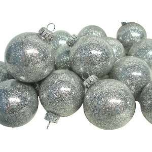  Set of 16 Silver Glitter Glass Ball Christmas Ornaments 2 