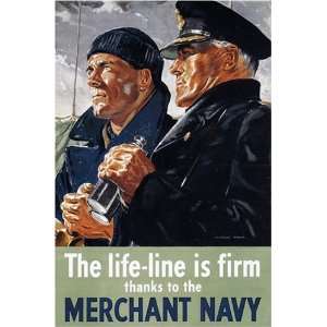   British Military Propaganda Poster Thanks to the Merchant Navy Home
