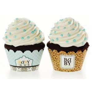  leopard & love baby blue partyware cupcake wraps