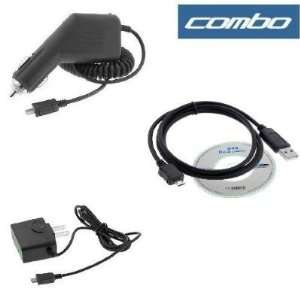 USB Data Cable + Rapid Car Charger + Home Travel Charger for Verizon 