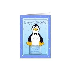   74th Birthday   Penguin on Ice Cool Birthday Facts Card Toys & Games