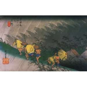   Utagawa Hiroshige Travellers surprised by sudden rain