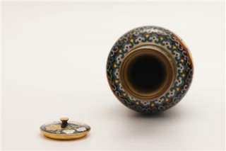 Ornate Miniature Japanese Cloisonne Lidded Urn Vase Meiji  