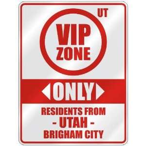   ZONE  ONLY RESIDENTS FROM BRIGHAM CITY  PARKING SIGN USA CITY UTAH