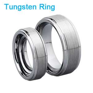 Match Couple Tungsten Anniverary Rings Wedding Band Set  