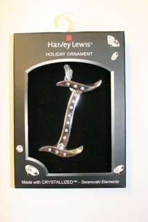 Initial I Harvey Lewis Holiday Ornament Swarovski Silver Plated Xmas 