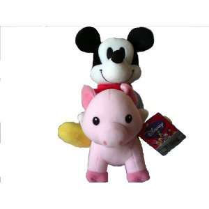  Disney Mickey Mouse Riding a Pig Plush Doll Sports 