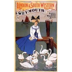 London and South Western Swans Weymouth Railway Train Company Vintage 