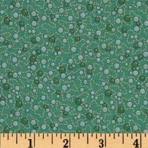   Holiday Stitched Beads Teal Fabric By The Yard Arts, Crafts & Sewing