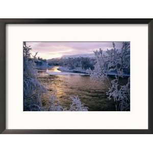  Snowy Riverscape, Vindelfjallen Nr, Umea, Sweden Framed 