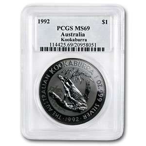  1992 Australian Kookaburra 1 oz Silver Coin PCGS MS 69 