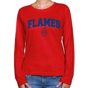  UIC Flames Ladies Red Logo Arch Long Sleeve Classic Fit 