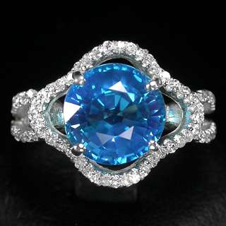    NEON BLUE APATITE & SAPPHIRE 925 STERLING SILVER RING  