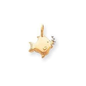  14k Two Tone Polished Open Backed Fish Charm   Measures 