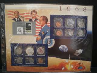 1968 P D Uncirculated Mint Set w/ FDC Stamp Lot E302  