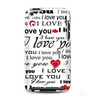 For Apple iPod Touch 4 Hard RUBBERIZED Case I Love You  