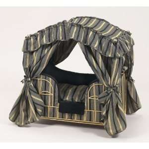  Lazy Paws Designer Canopy Pet Bed   Black & Gold Stripes 