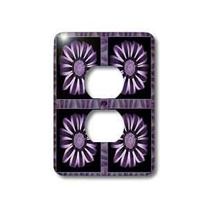   flowers with plum and navy flower petal border   Light Switch Covers