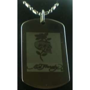  ED HARDEY REST IN PEACE DOG TAG PENDANTS NECKLACE 