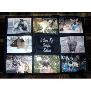   Malinois Personalized Photo Tote Bag Navy Blue