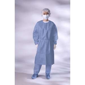 Isolation Gown, Closed Back, w/ Elastic Cuff, Blue, Regular Size (case 
