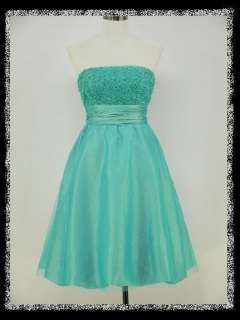   TURQUOISE BLUE STRAPLESS 50s ROSE COCKTAIL PROM PARTY EVENING DRESS