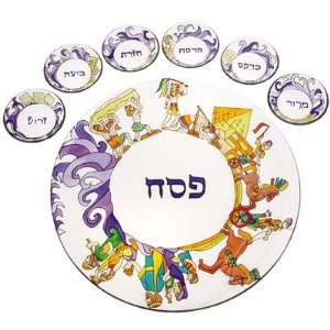  Hand Painted Glass Seder Plate by Yair Emanuel   The 