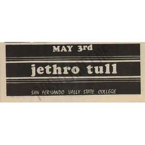  Jethro Tull San Fernando Original Concert Ad 1970