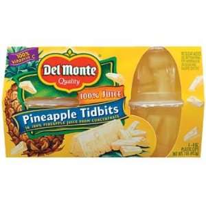 Del Monte Pineapple Tidbits in 100% Pineapple Juice 4   4 oz cups 