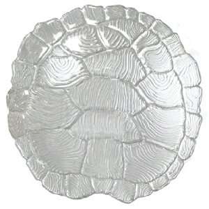  Clear Glass Turtle Shell Plate 10x9.5 Set of Two