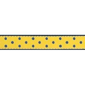 Up Country Dog Collar, Small Breed, Yellow/navy Dot, Size 