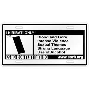   Only / E S R B Parodie Kiribati License Plate Country