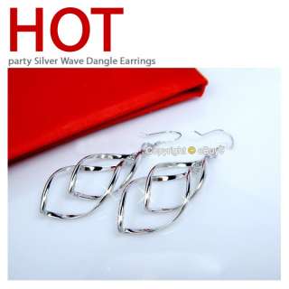 pair Gold&silver Fashion jewelry double loop wave earring For Xmas 