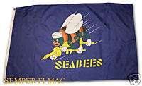 AUTHENTIC US NAVY SEABEES BATTLE COLORS 3X5 FLAG BANNER  