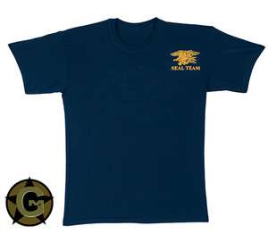 US NAVY SEAL TEAM Insignia T Shirt Lightweight Soft Navy Blue Cotton 