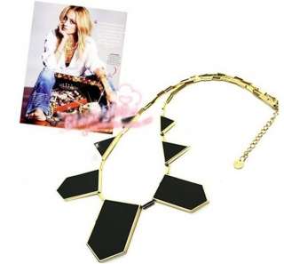 KIM KARDASHIAN in Style Harlow Black Necklace Gold Plated US Seller 