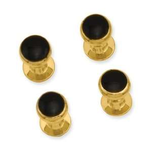  Gold plated Four Piece Black Epoxy Tuxedo Studs Jewelry