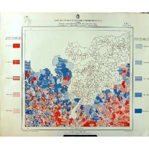    1933 Colour Map Italy Statistics Trieste Population
