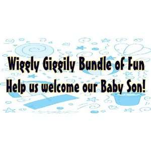  3x6 Vinyl Banner   Help Us Welcome Our Baby Son 