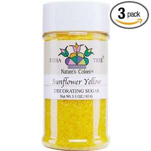 India Tree Sugar Decorating, Sunflower Yellow, 3.3 Ounce (Pack of 3 