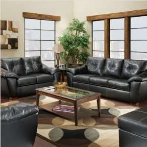   Thomas Bonded Leather Sofa and Loveseat Set in Black
