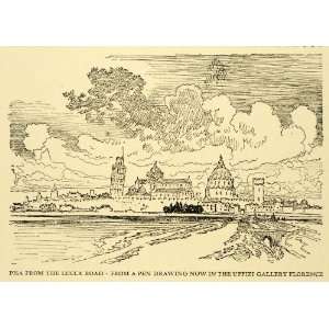  1925 Wood Engraving Pisa Lucca Rd Italy River Joseph 