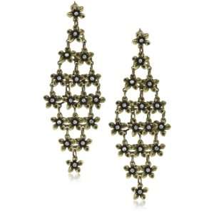  Leslie Danzis Crystal Floral Design Chandelier Antique Gold 